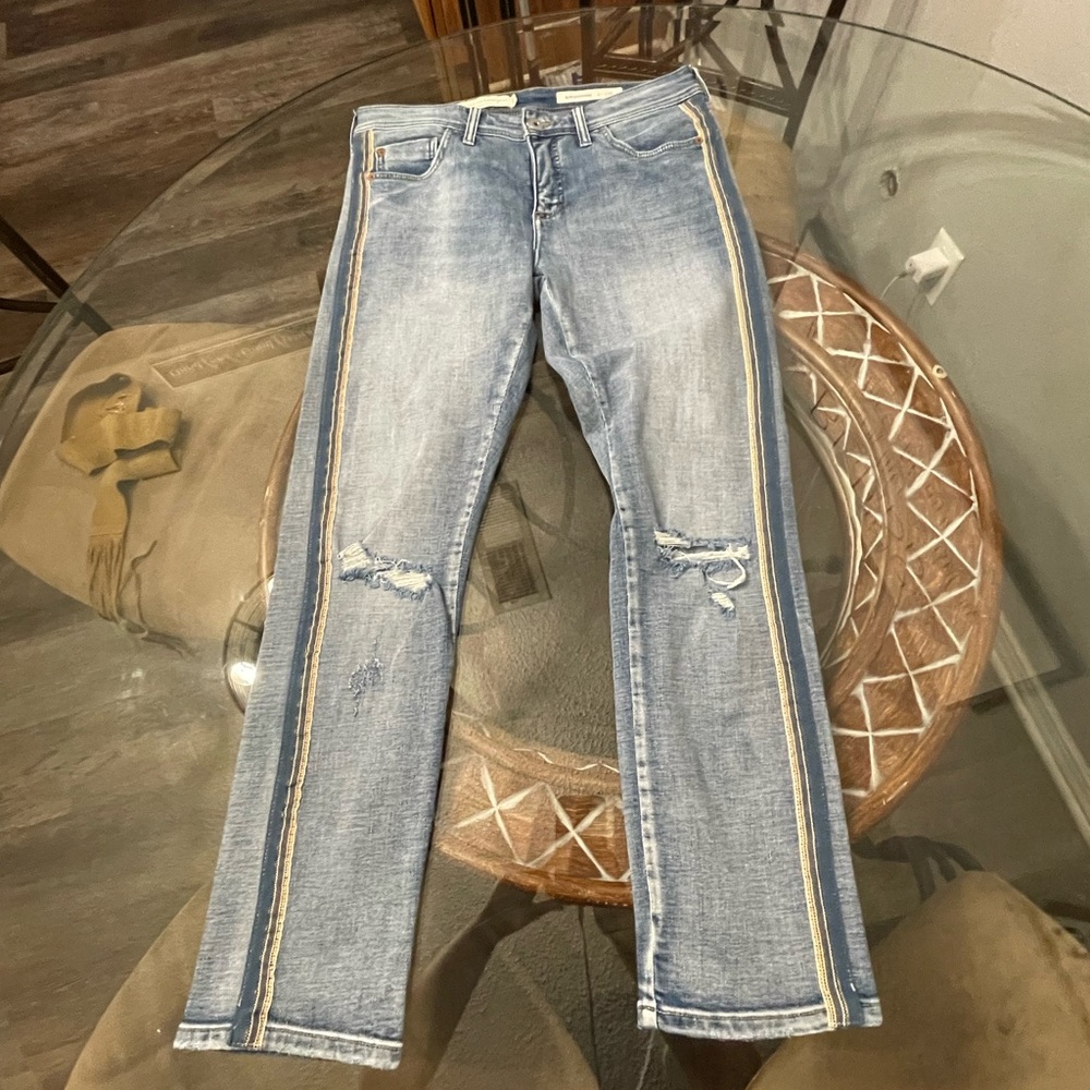 Anthropologie Pilcro & the Letterpress Side Stripe Slim Boyfriend Jeans size 27
